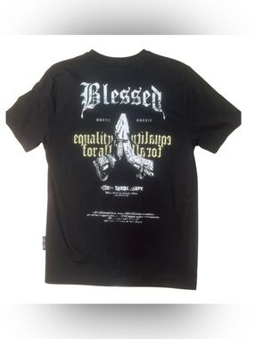 Sz M blessed Graphic Tee - Black Men's Short Sleeve Shirt